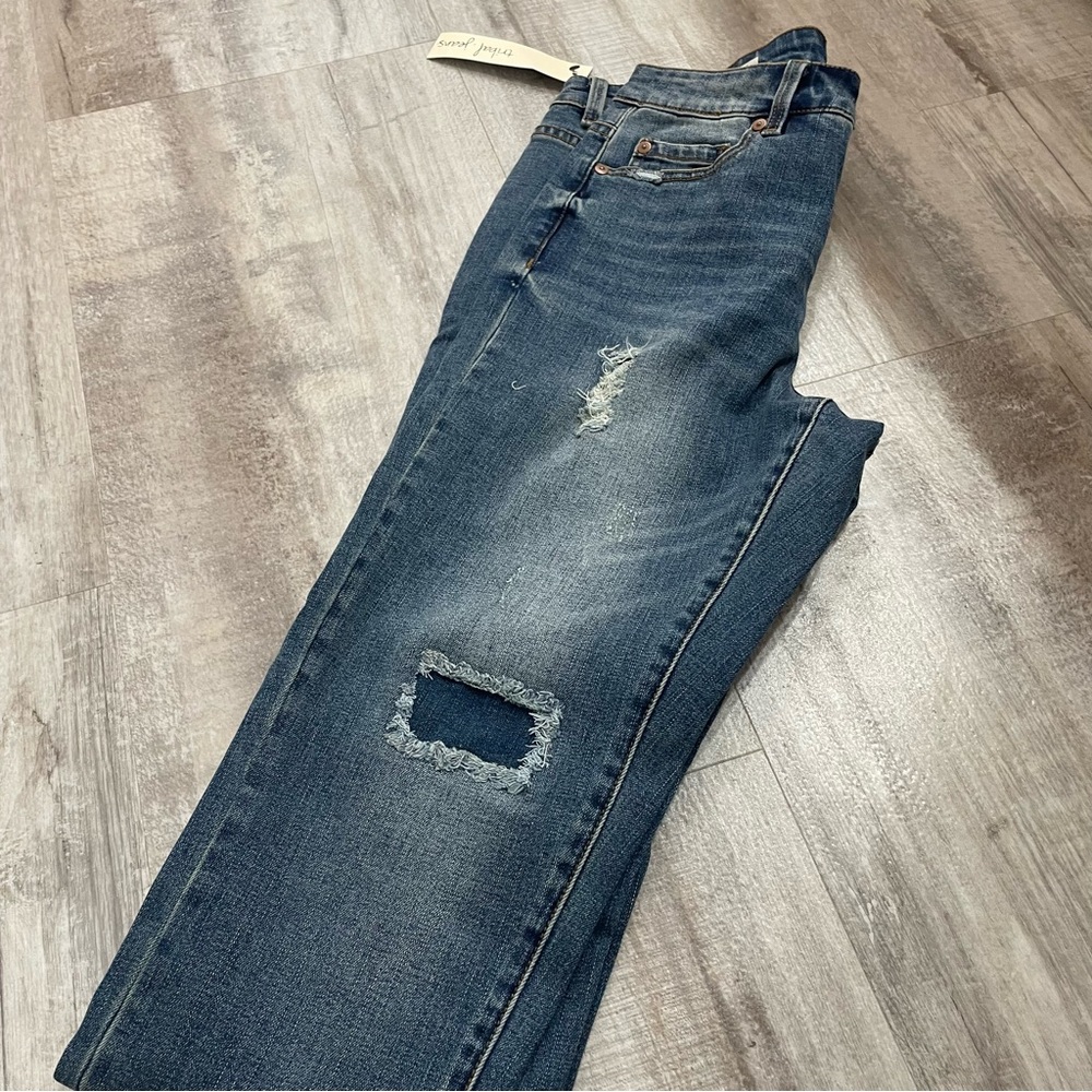 Tribal Boyfriend Patched Distressed Jeans Size 8